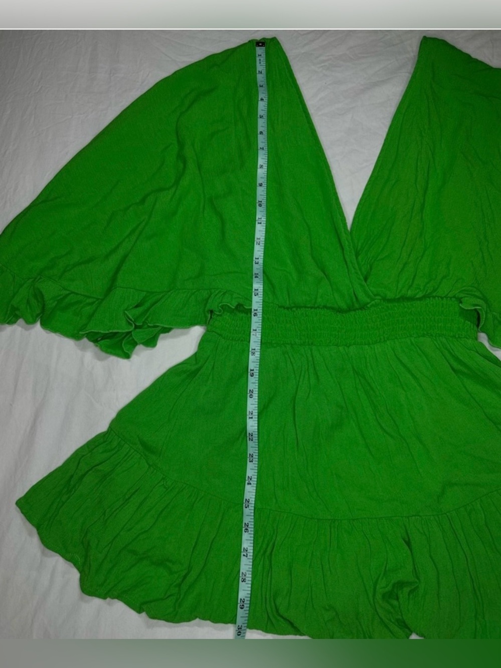 NWOT - FOREVER 21 Romper Bright Green | Large | V-Neck | Summer Beach Boho Neon - Picture 8 of 10